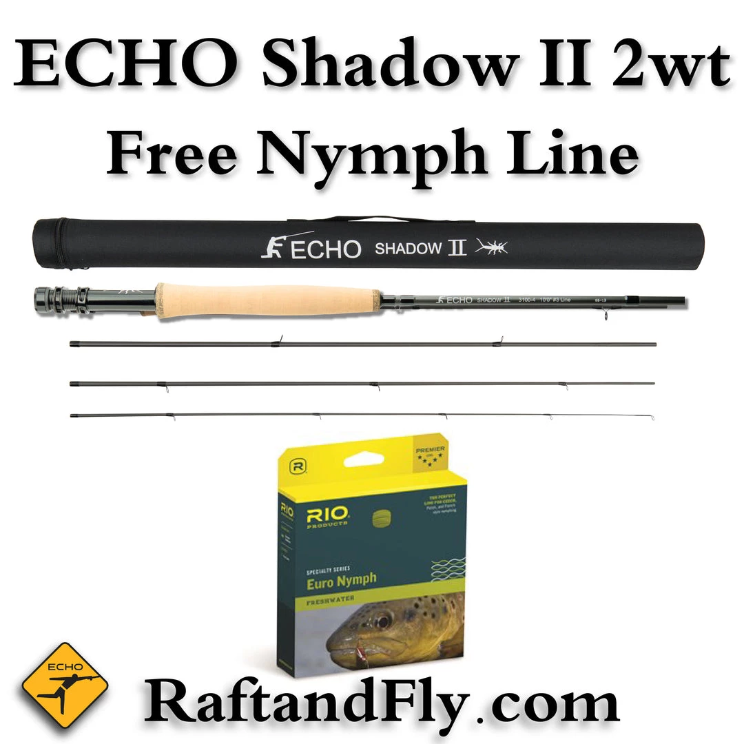 Echo Shadow II 2wt 10'0" Outfit - Free Nymph Line 16 Echo Shadow II 2wt 10'0" Outfit - Free Nymph Line