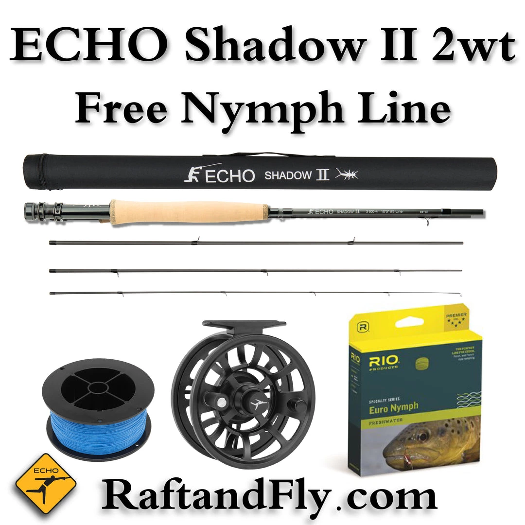 Echo Shadow II 2wt 10'0" Outfit - Free Nymph Line 10 Echo Shadow II 2wt 10'0" Outfit - Free Nymph Line